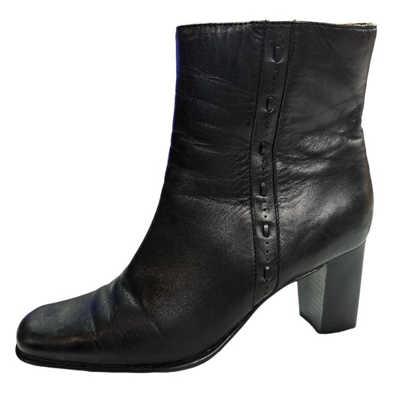 Karen Scott Leather Block Heeled Zipper Booties 7.5 - Picture 1 of 11